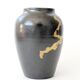 Vintage ceramic vase, black and gold, Japandi style