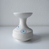 White and blue ceramic vase with italian relief