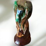 Vallauris glazed ceramic vase with an abstract shape