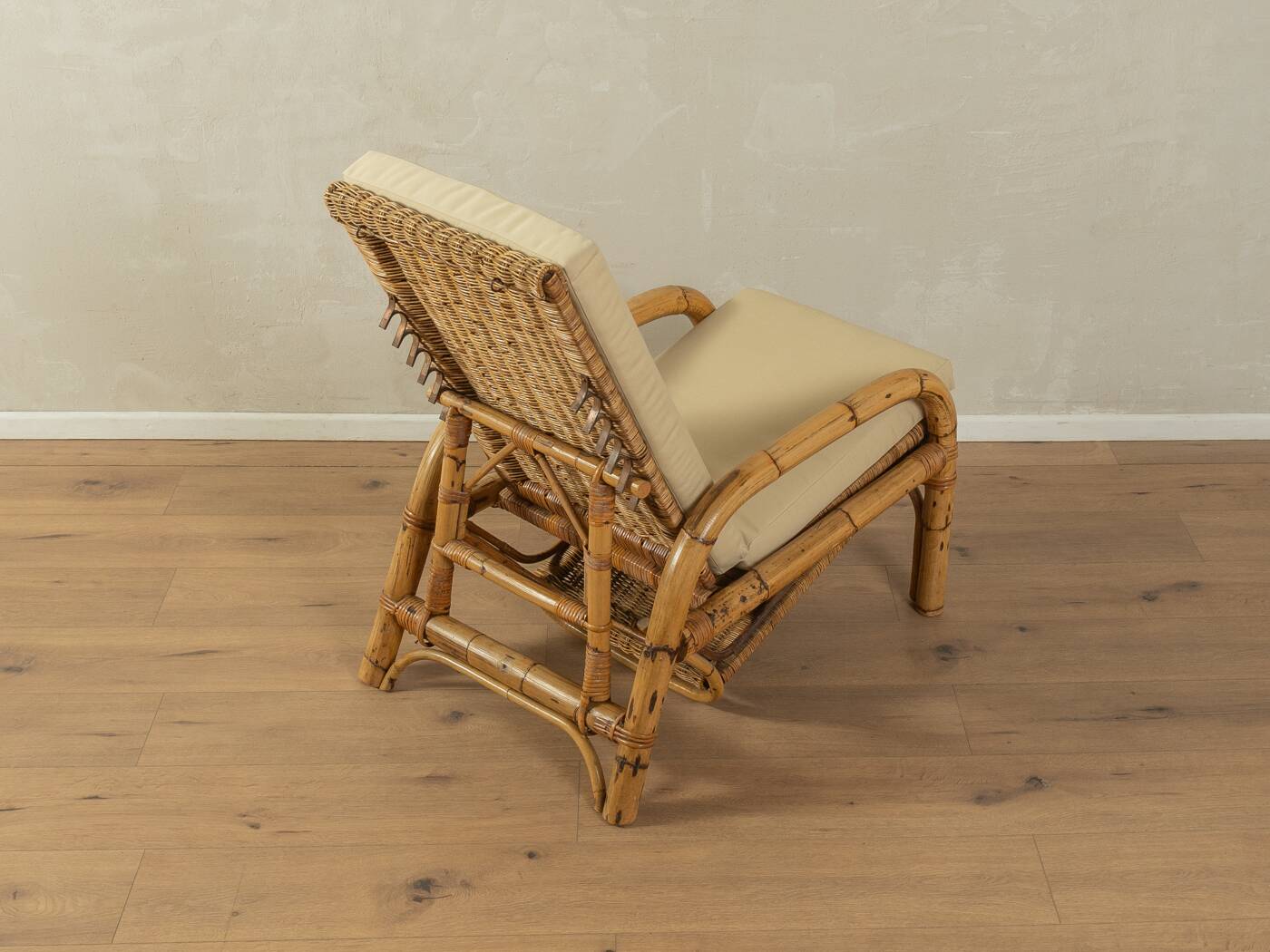 Chaise longue en bambou des années 1960
