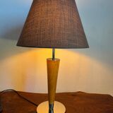 Art Deco table lamp in wood and silver metal