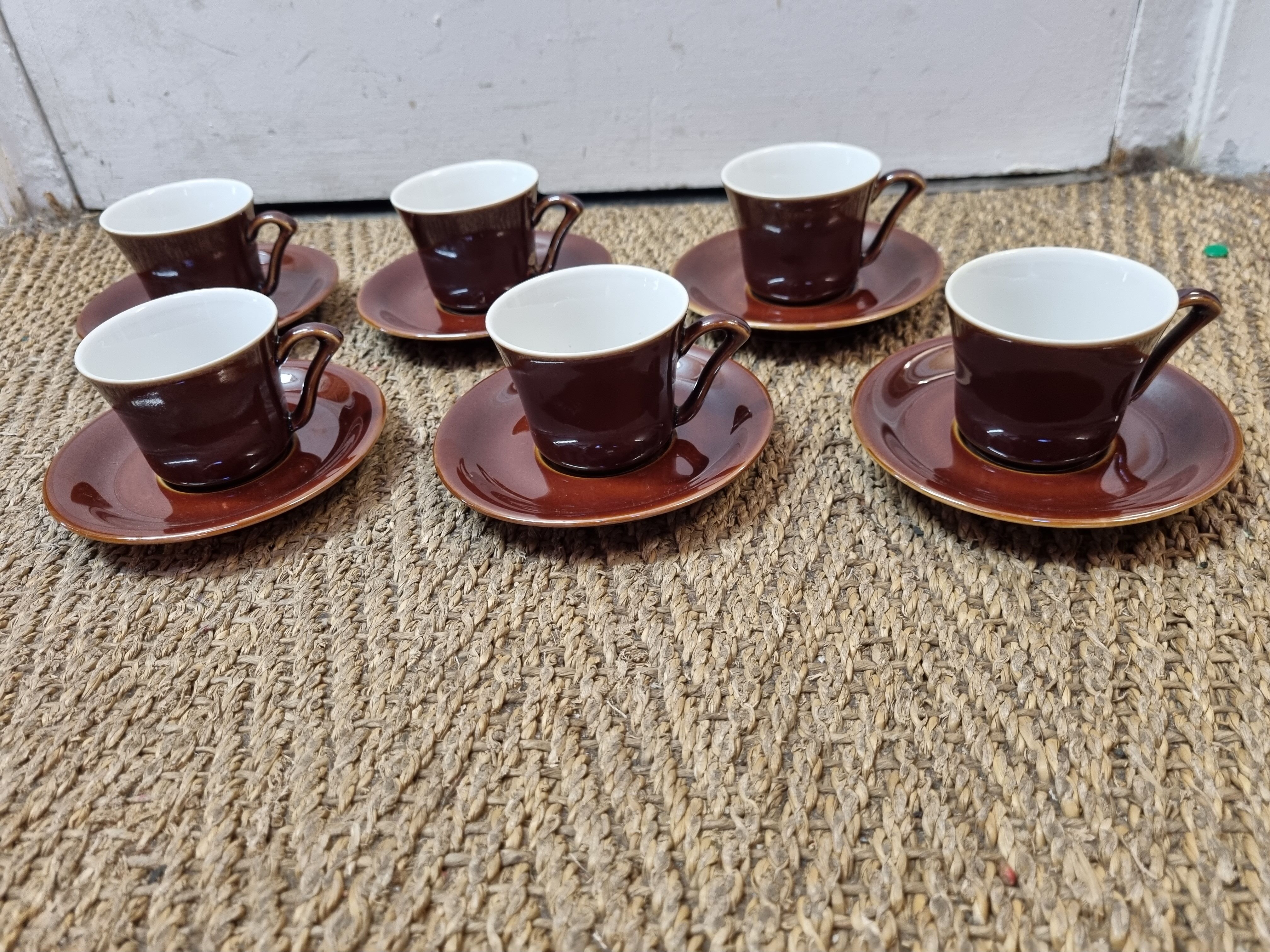 6 cups from 1940/50 enameled ceramic