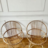 Pair of vintage rattan armchairs
