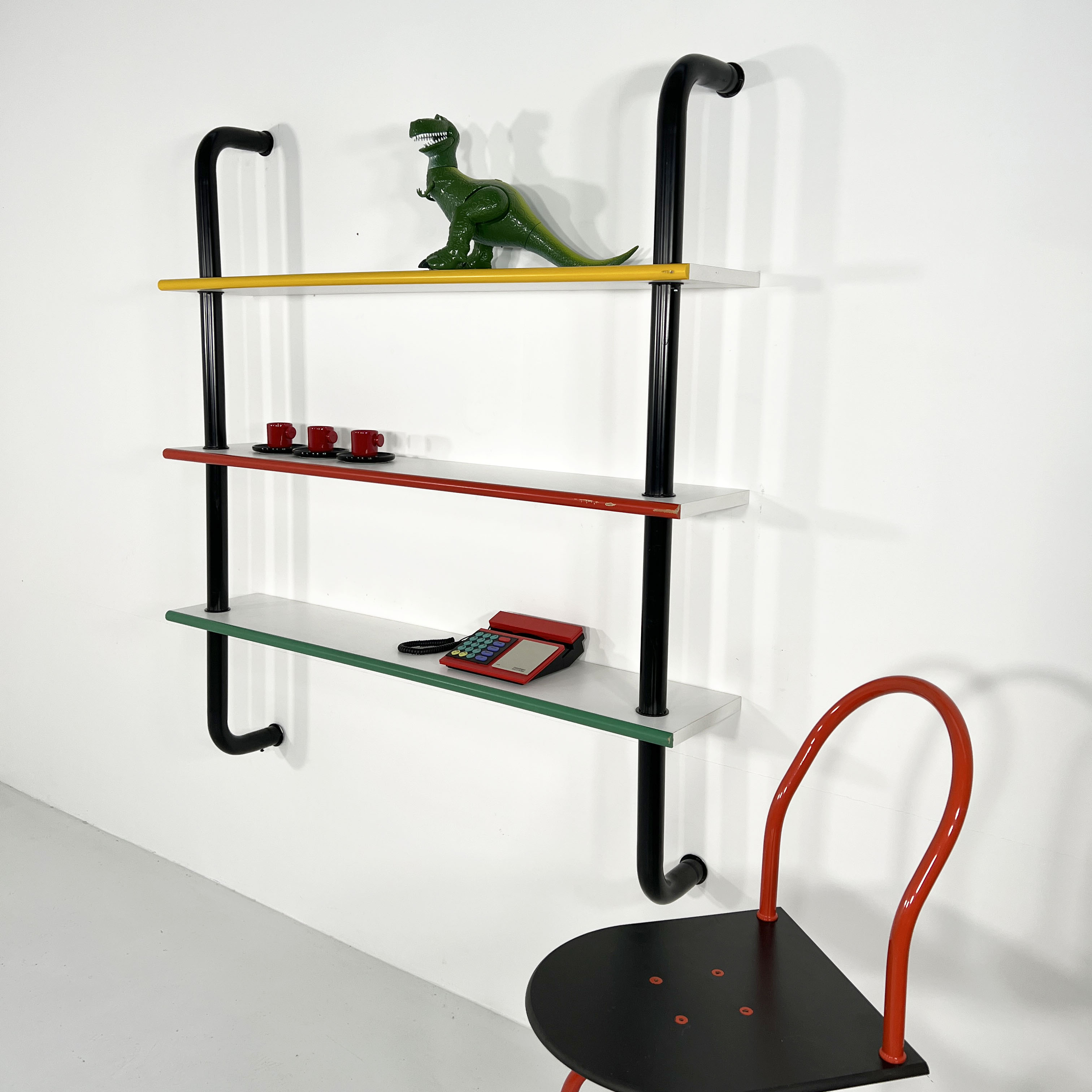 Multicolored tubular wall shelf, 1980