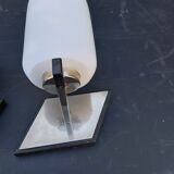Pair of vintage metal and opaline wall light