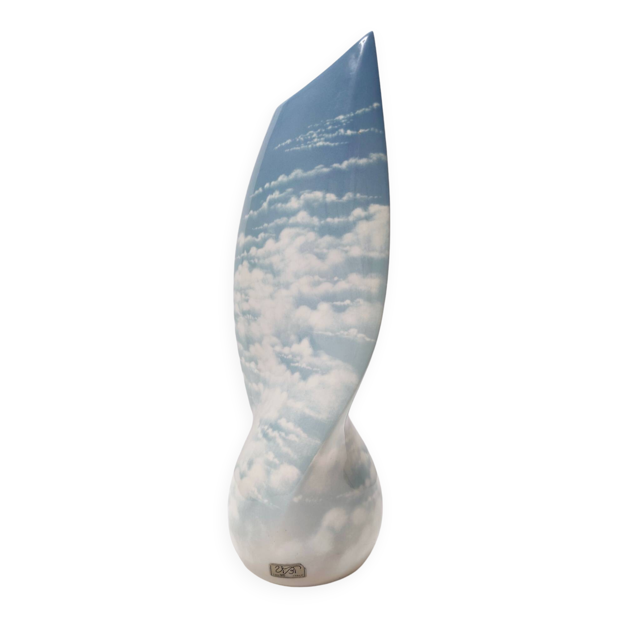 Lacquered and Airbrushed Ceramic Centerpiece /Vase Model Nr 182/2 by Vibi, Italy