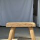 Petite table d'appoint ou tabouret en teck blond quadripode H:30 L43 l30