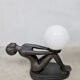 Art deco bronze sculpture lamp lady woman Max Le Verrier