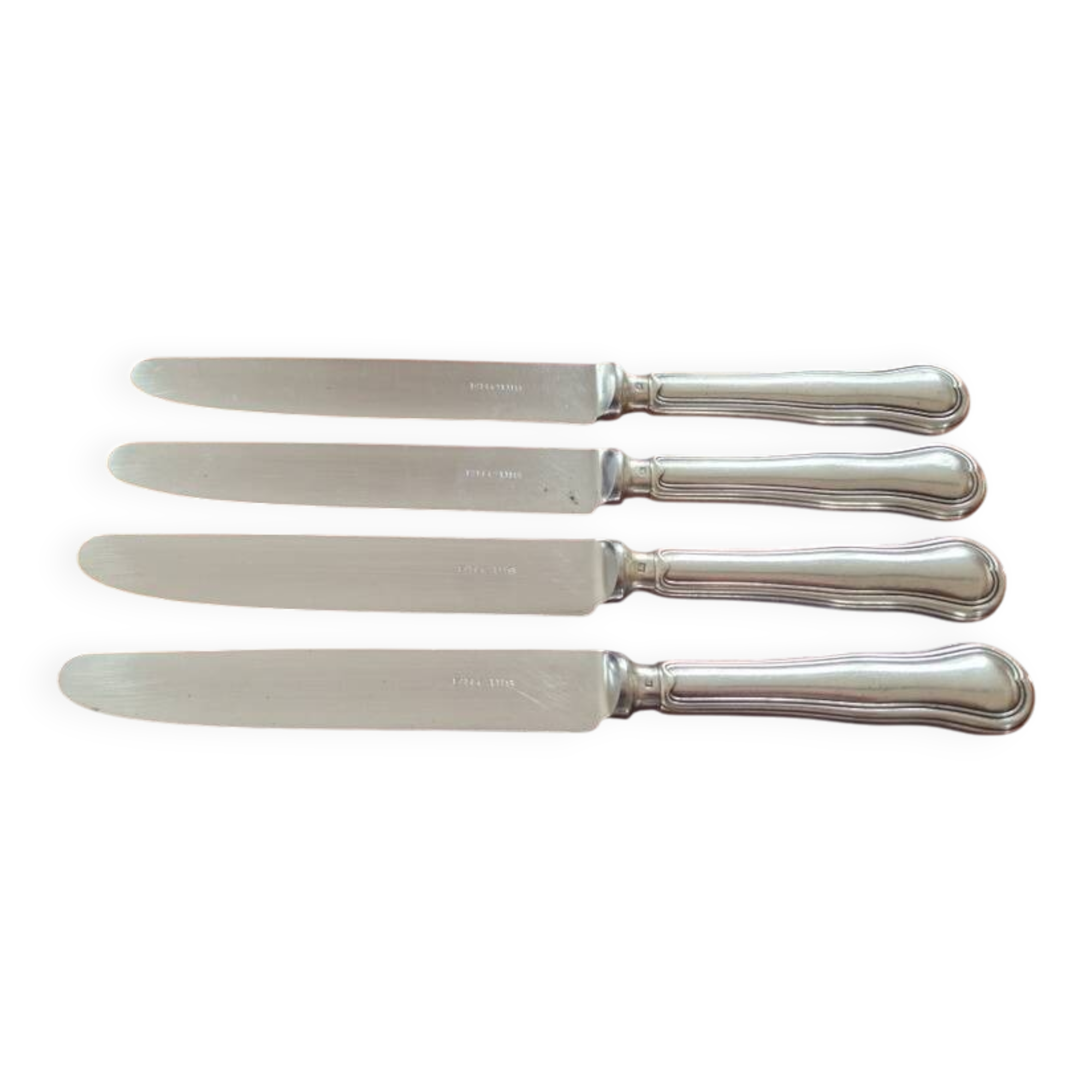 Ercuis - Set of 4 table knives model Chinon with metal outline.