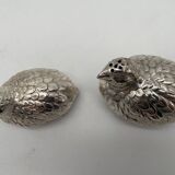 Salière poivrier et moutardier oiseaux en métal argenté style Gucci