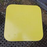 Oak stool and yellow formica