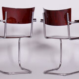 Set of two restored beech bauhaus armchairs by Mart Stam, Robert Slezak, Czechia, 1930s