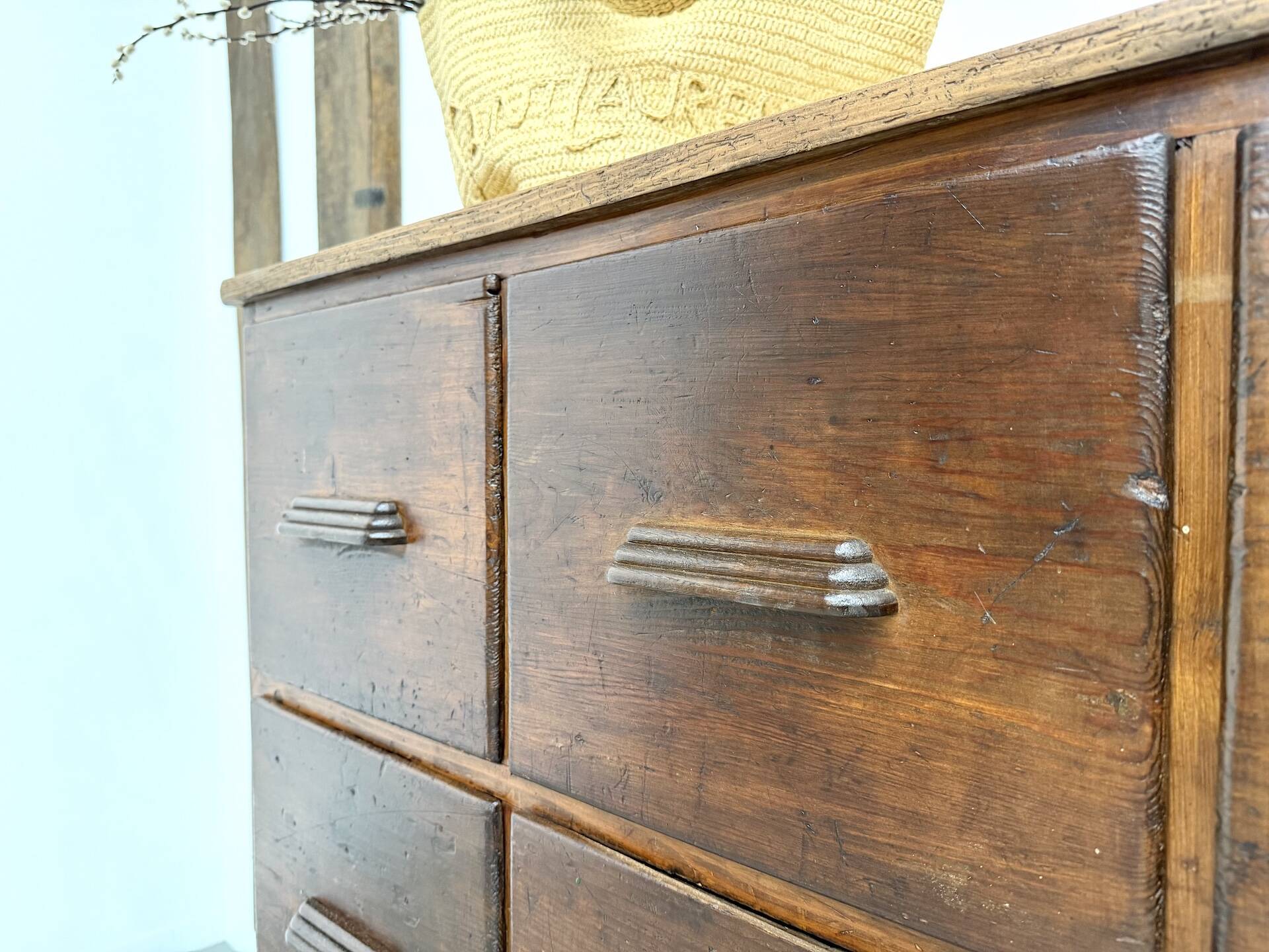 Meuble de métier ancien à 12 tiroirs, circa 1900