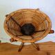 Basket on wooden and woven wicker legs 1950