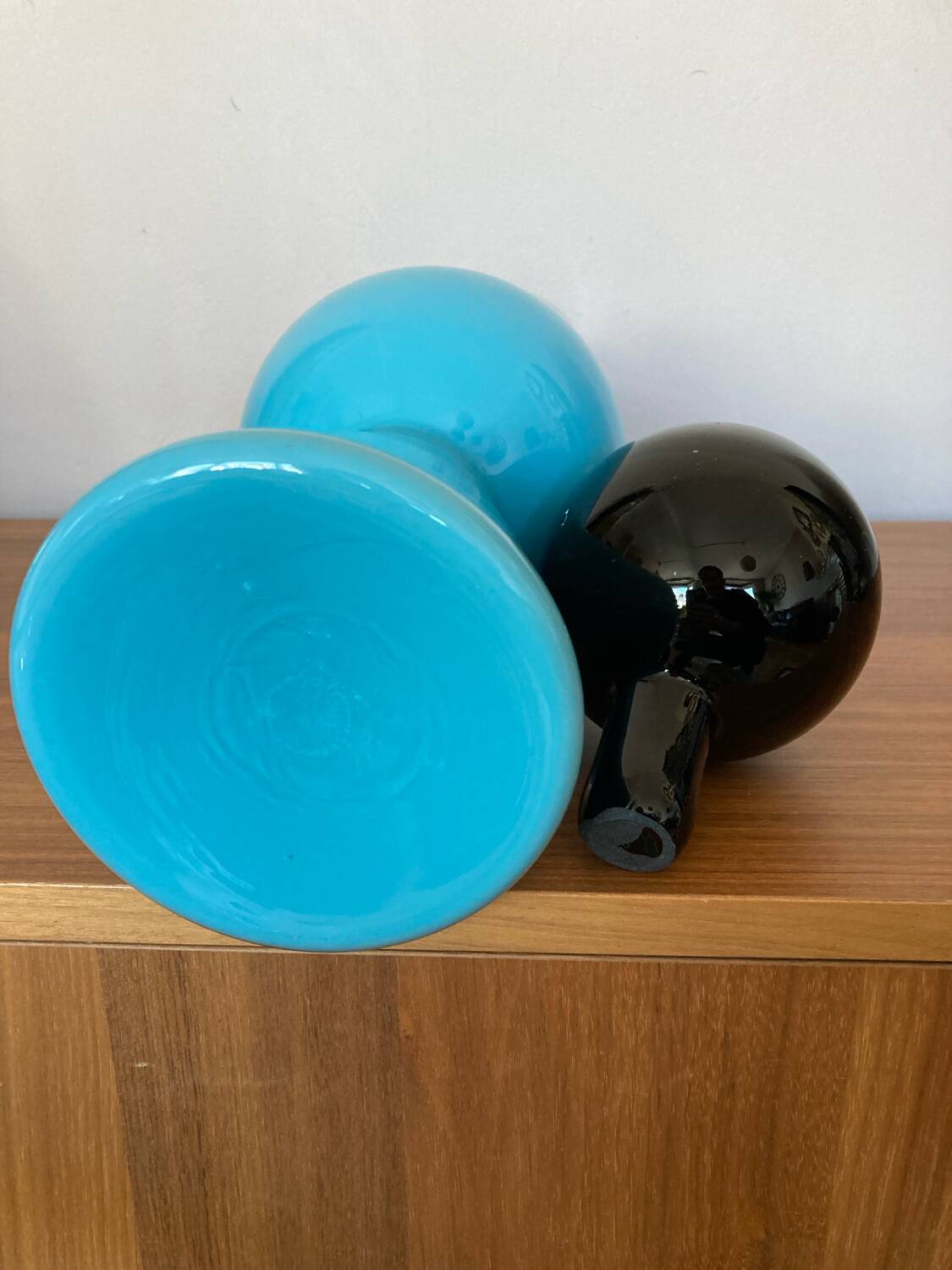 Italian blue opaline design vase