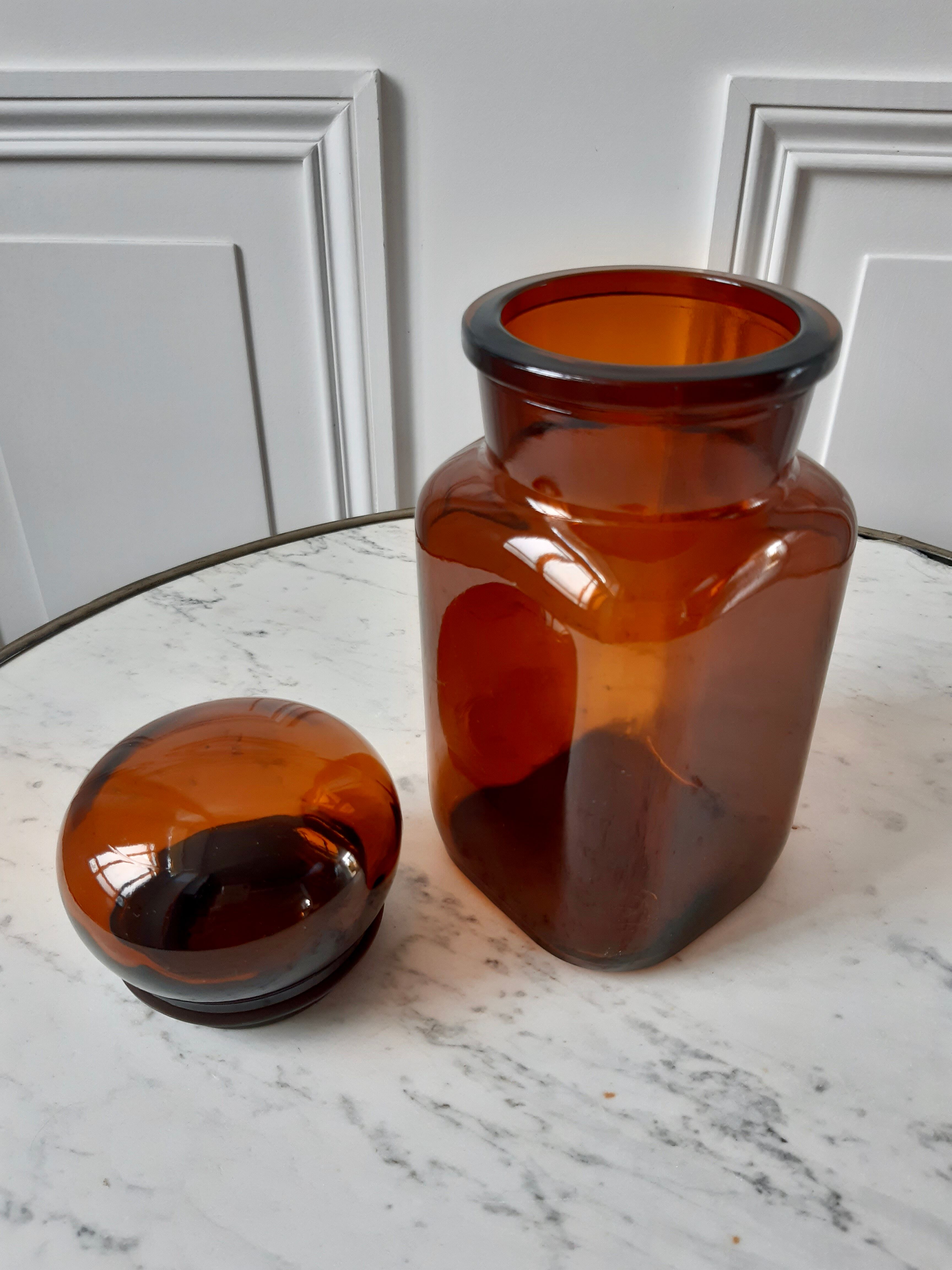Vintage Amber Apothecary Pot