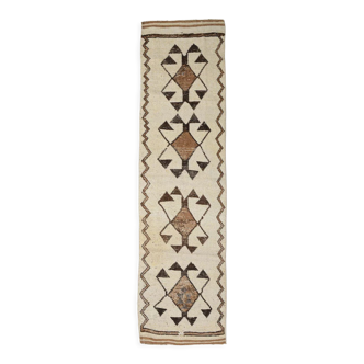 Beige & brown vintage runner rug 88x330cm