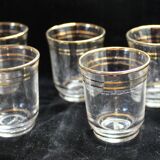 Ensemble 5 verres à liqueur avec filets dorés - Art Déco 1940 certifié