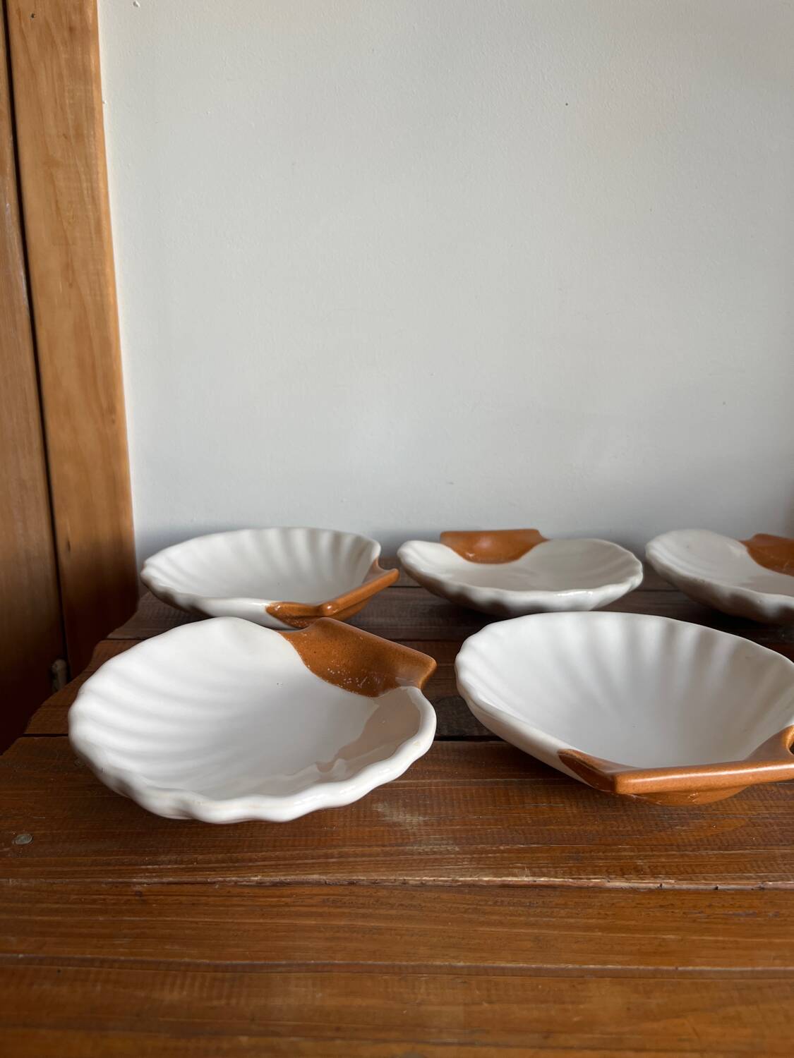 6 shell-shaped bowls