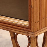 Bar ou vitrine vintage en bambou français des années 1960.