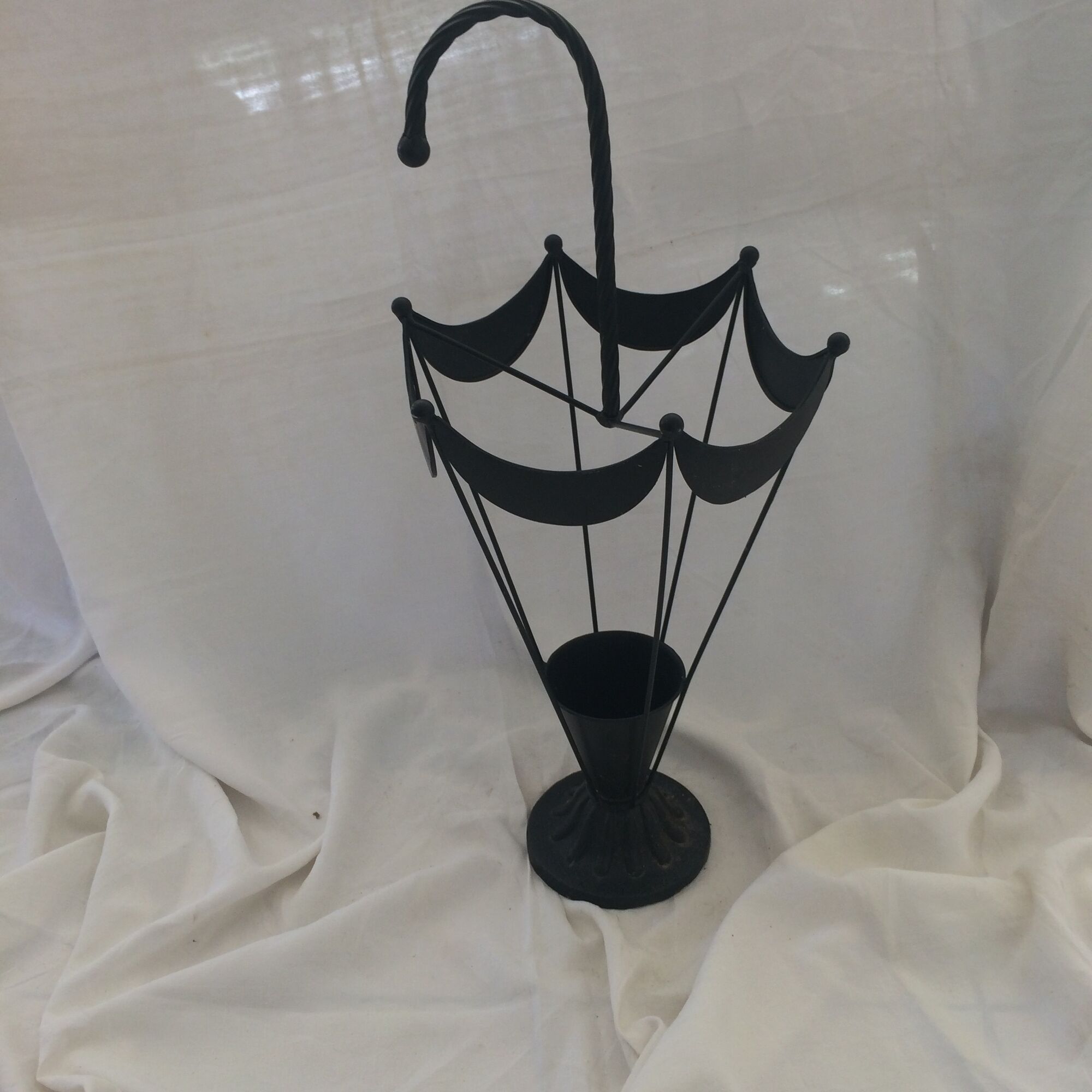 Black cast iron and metal umbrella holder