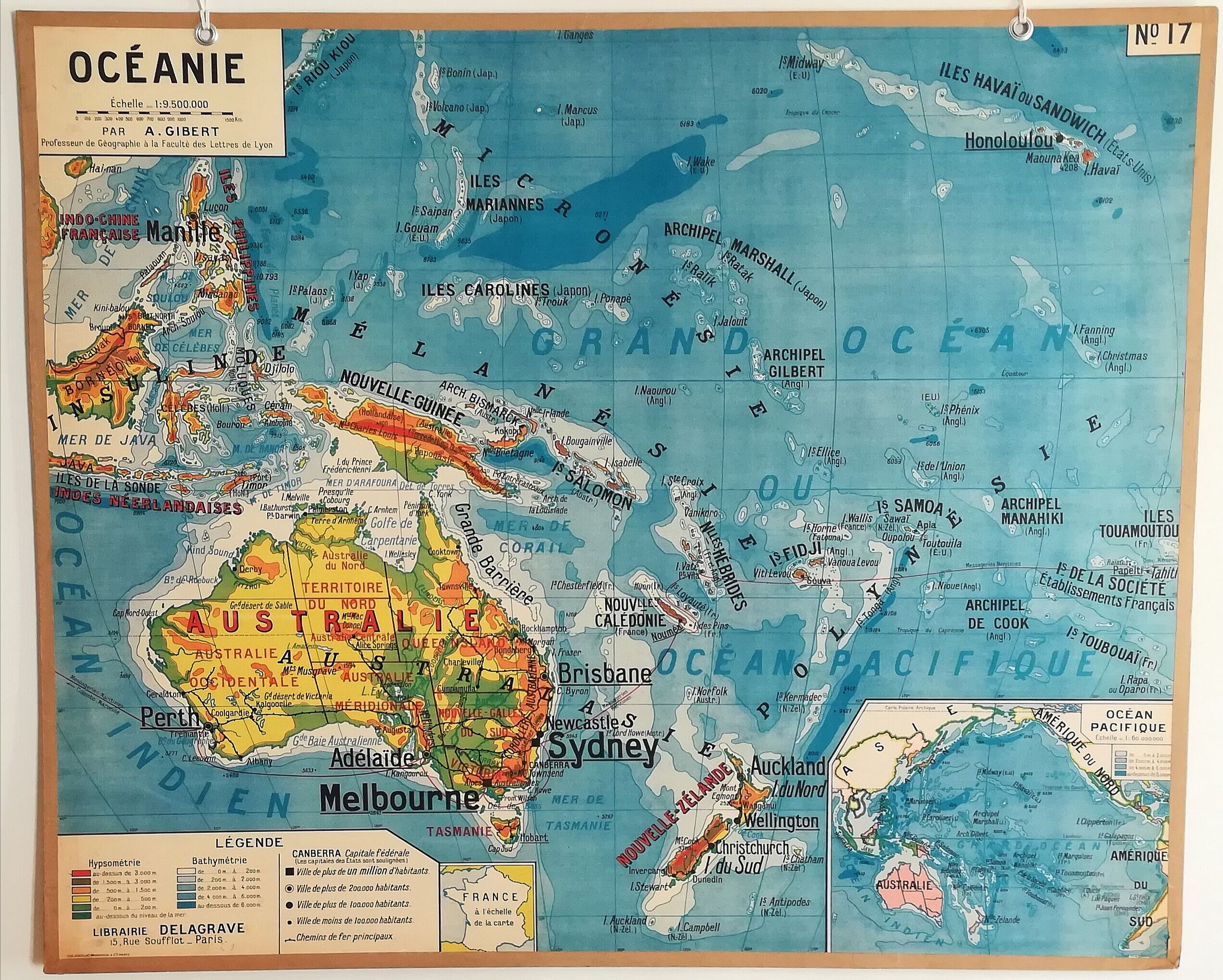 Geographical school Oceania Delagrave 60s map