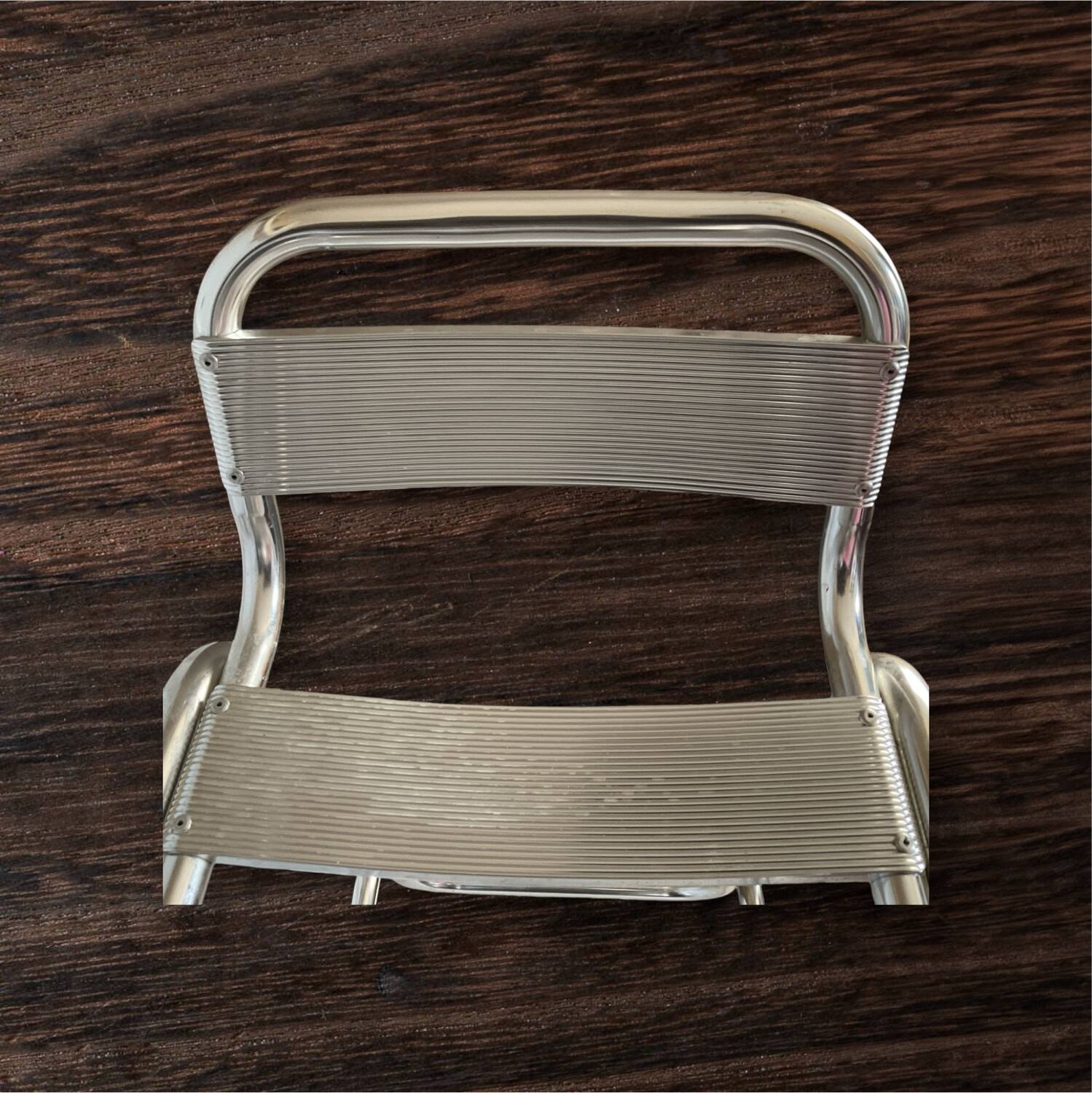 Pair of aluminum high chairs