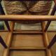 Pair of beech stools with straw seats