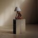 Sculptural lamp made of olive wood, around 1960.