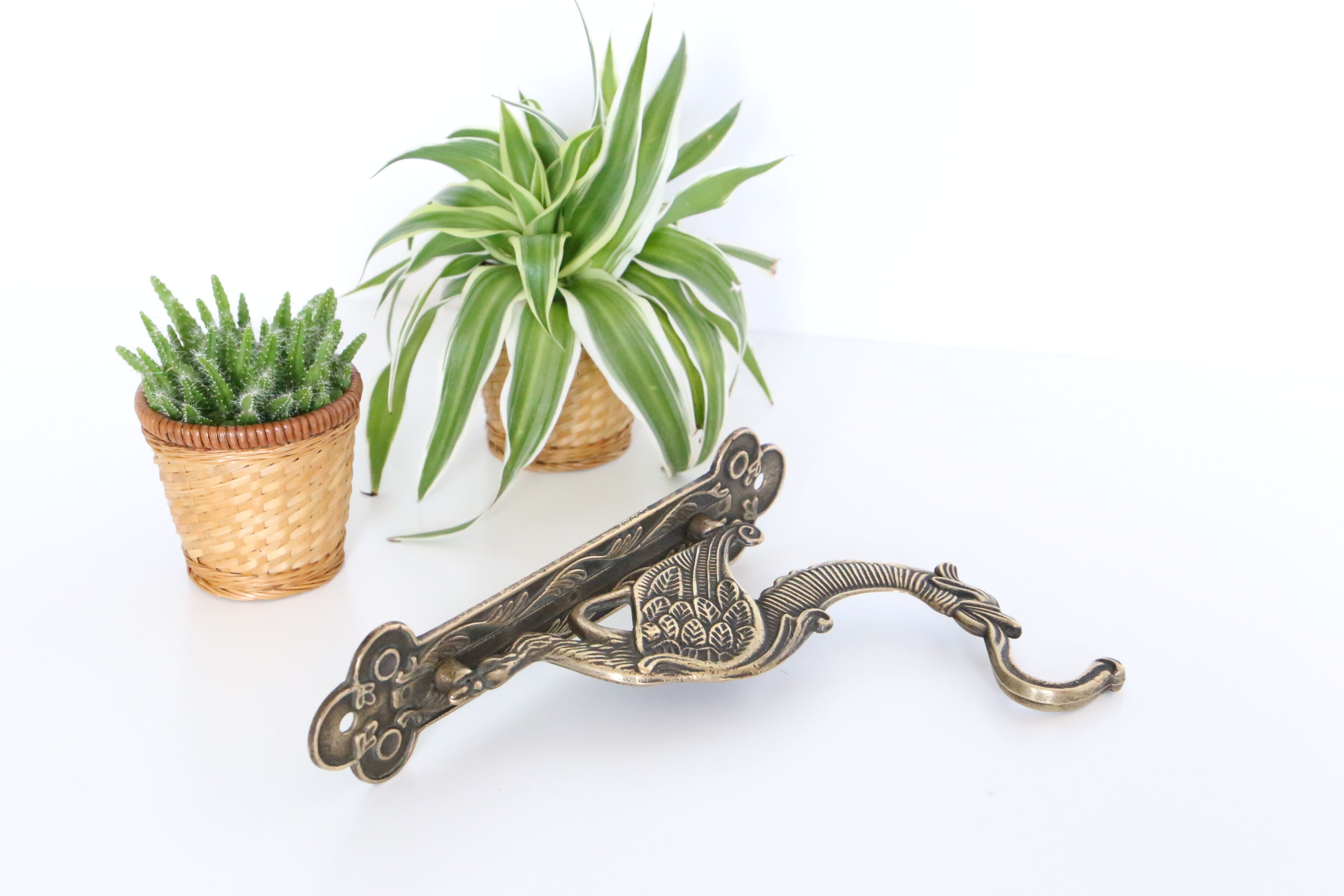 Gothic dragon rack, plant door or brass mantle holder