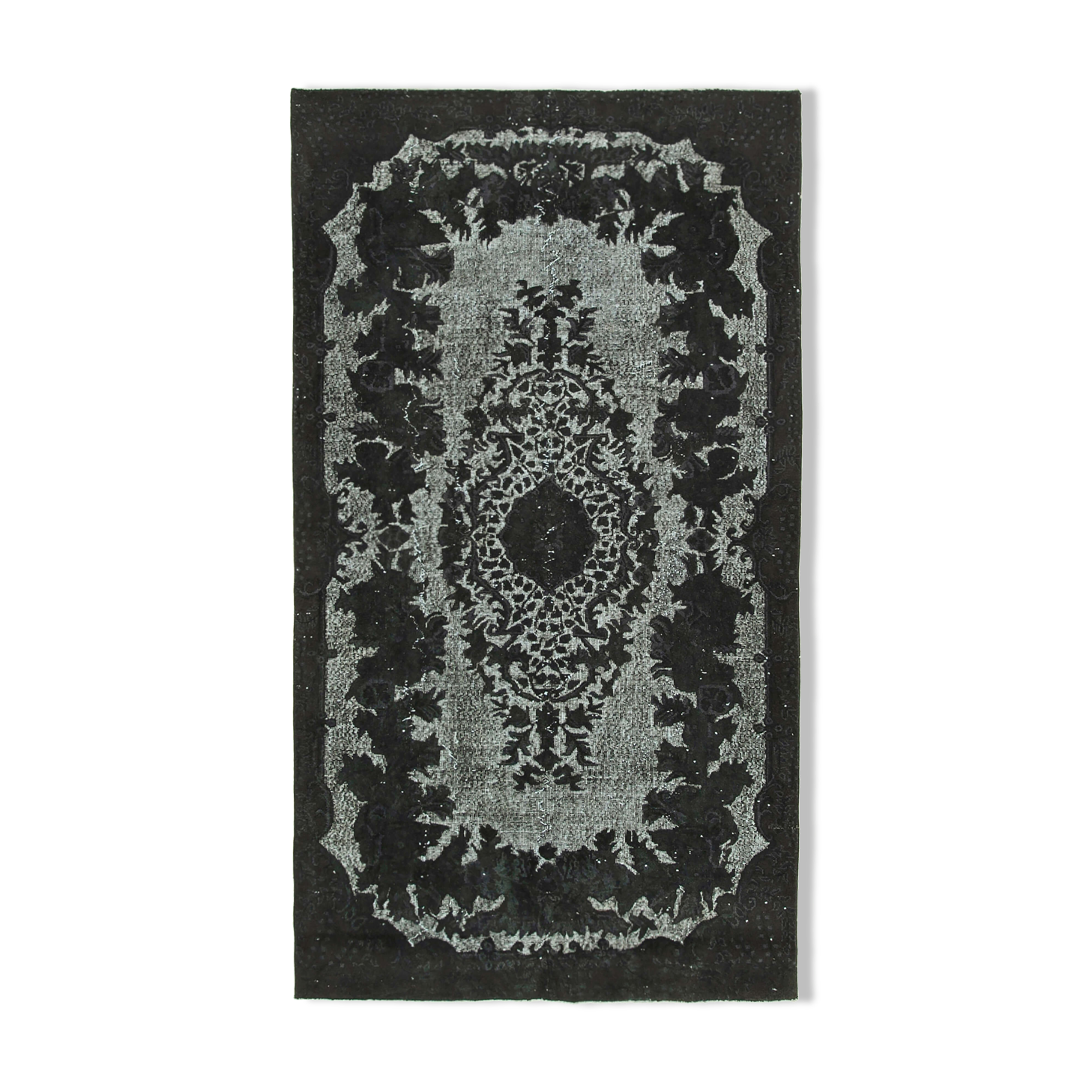 Hand-knotted antique turkish 1970s 167 cm x 300 cm black rug