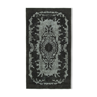 Hand-knotted antique turkish 1970s 167 cm x 300 cm black rug