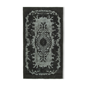 Tapis turc antique des années 1970 noué à la main 167 cm x 300 cm tapis noir