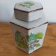Tea pot herbalism vintage plant motifs