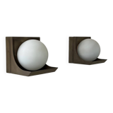 Pair of vintage wall lights, RAAK W1804, brown Bakelite and opaline, Netherlands