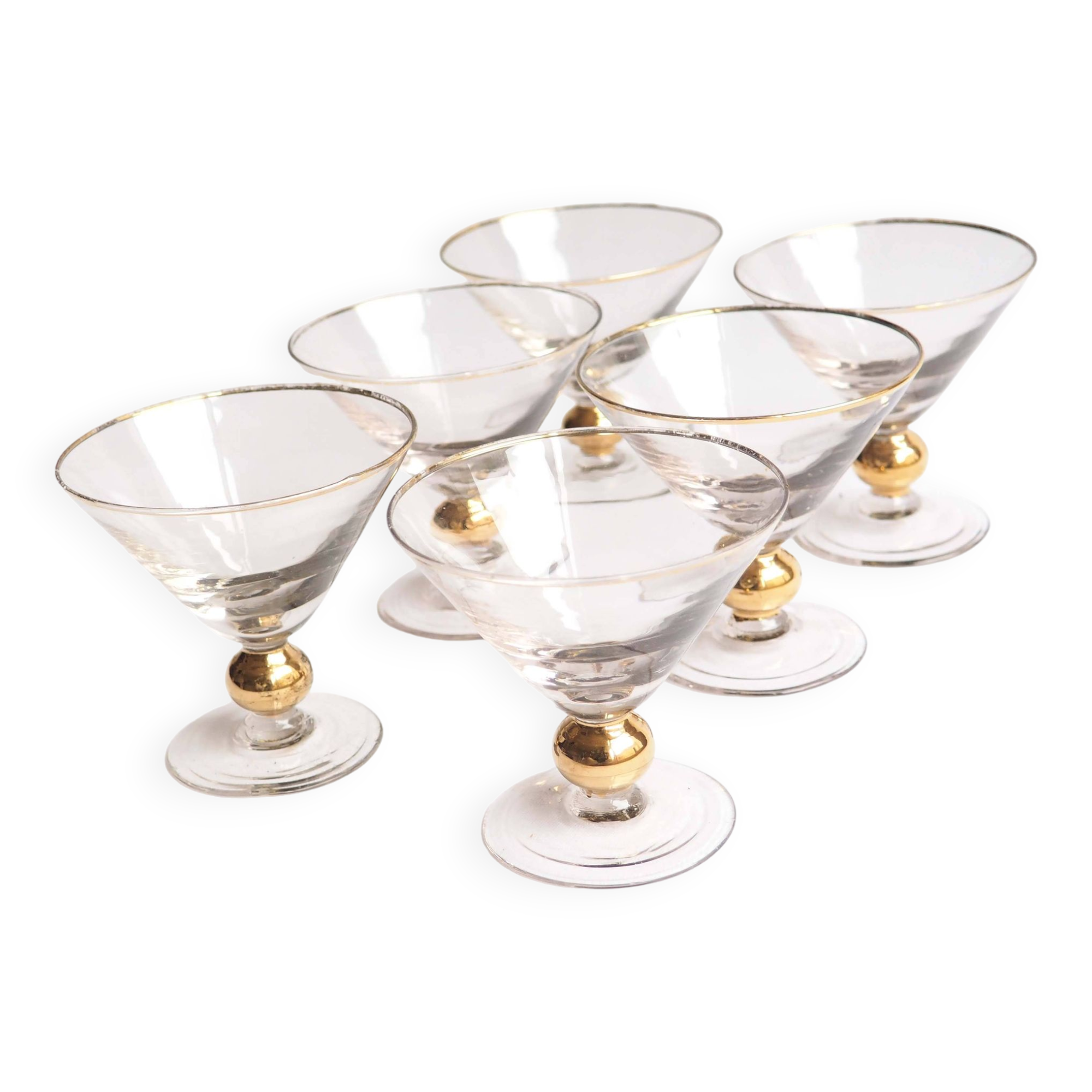 Série de 6 coupes à champagne cerclée or