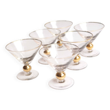Série de 6 coupes à champagne cerclée or