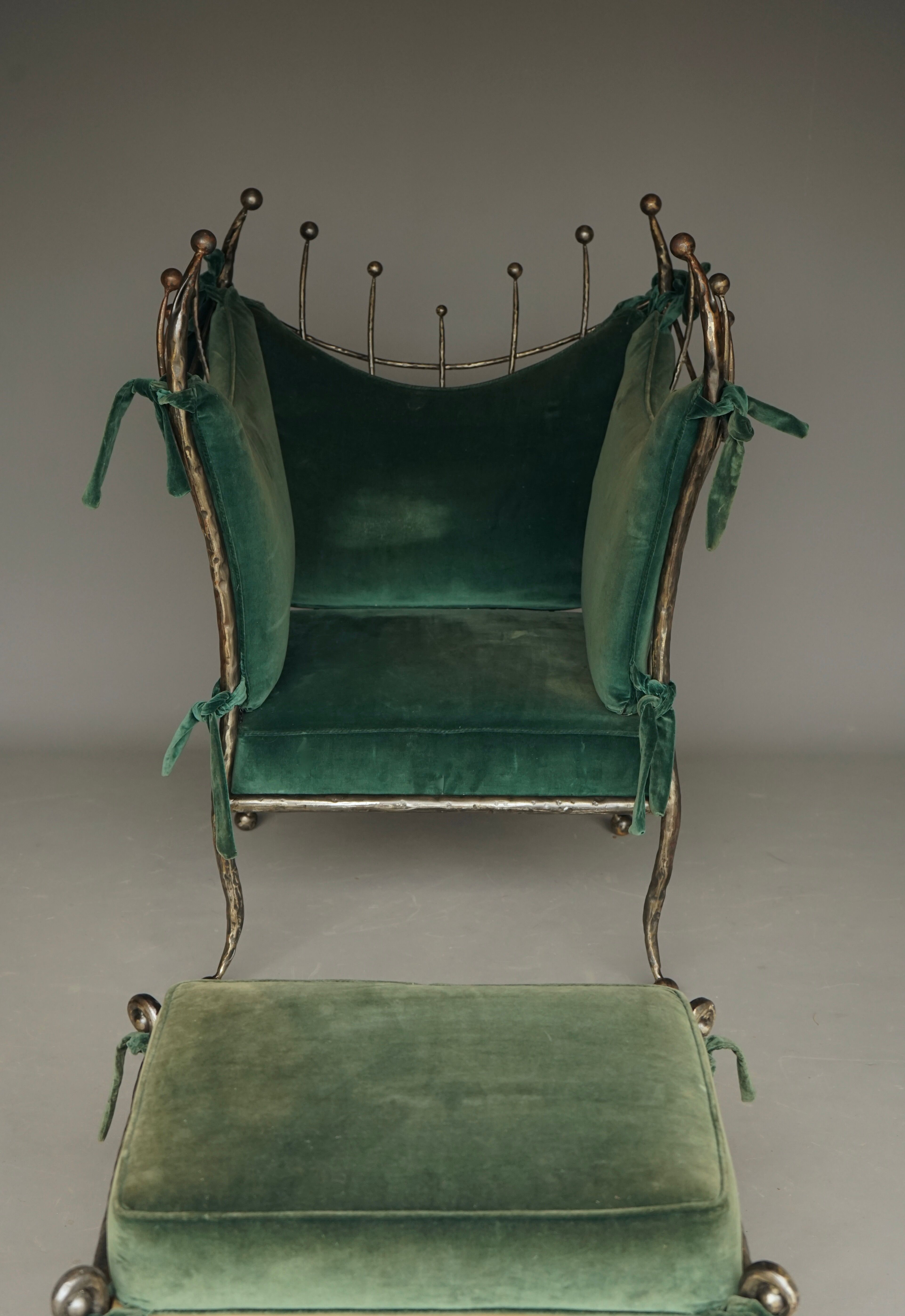 Postmodern Baroque style Armchair and Ottoman, 1980s