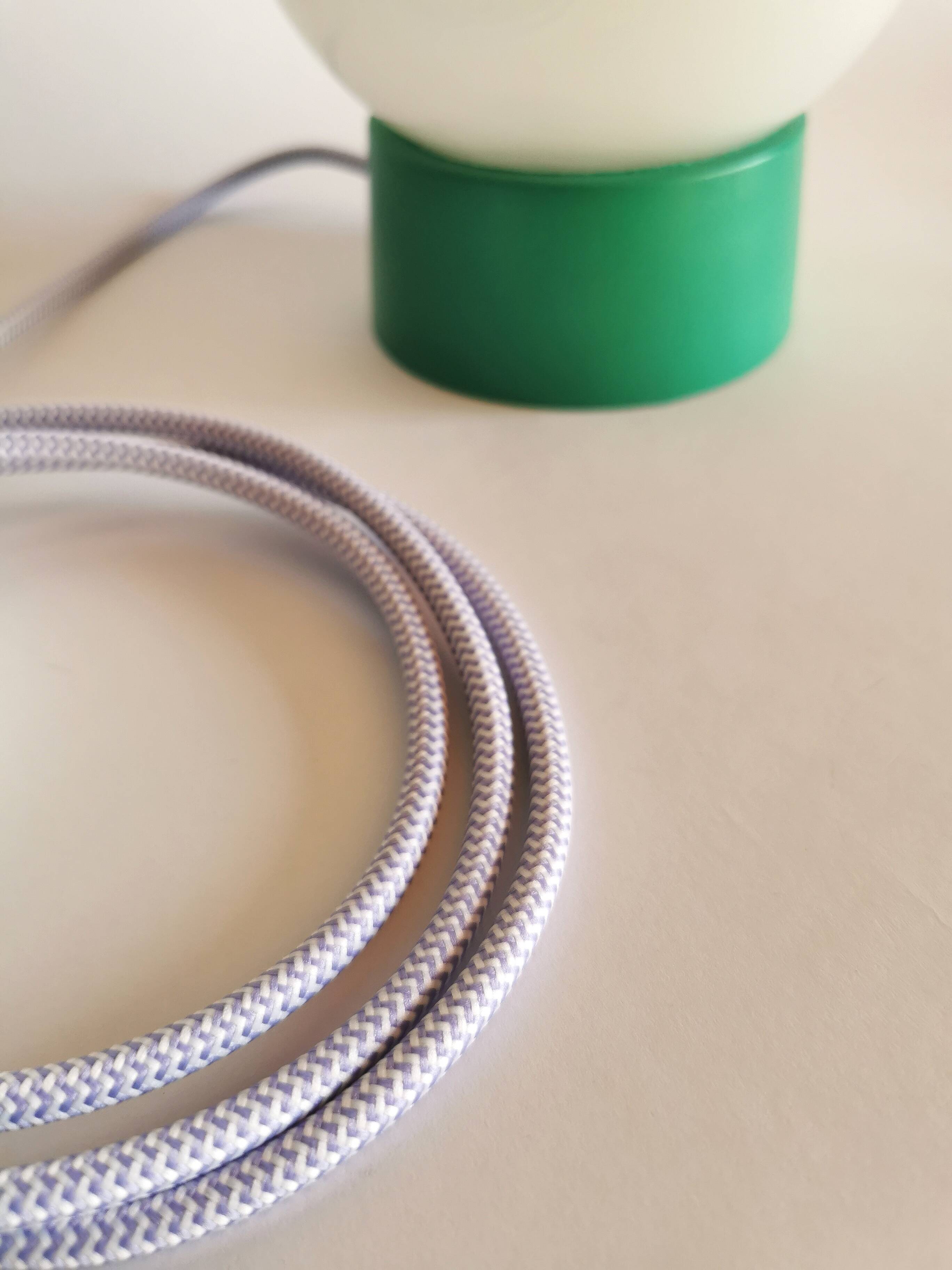 Vintage white opaline living room bedside desk lamp "Green and lavender"