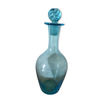 Small blue glass carafe