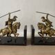 Pair of neo-classical Roman soldier bookends in marble and brass.