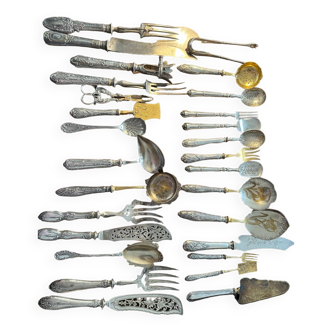 Lot 28 elements of Silverware - Table Service late 19th / early 20th