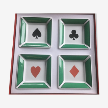 Set de 4 cendriers motif cartes à jouer