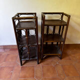 Set 2 rattan side tables / bedside tables year 50