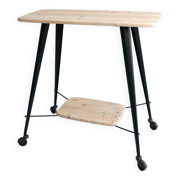 Desserte roulante vintage, Bois massif — Beyit
