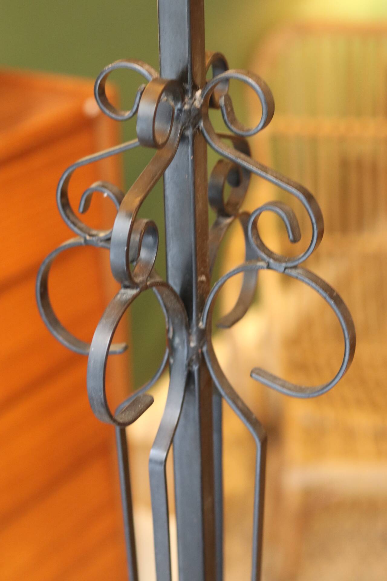 Very large brutalist wrought iron floor lamp, circa 1950