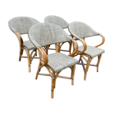 Lot of 4 chairs terrace bistro type "Parisian" brown and beige