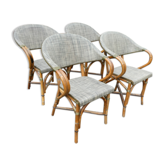 Lot of 4 chairs terrace bistro type "Parisian" brown and beige