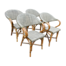 Lot de 4 fauteuils bistrot de terrasse type "parisienne" brun et beige