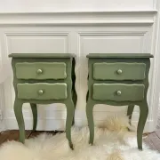 pair of wooden bedside tables